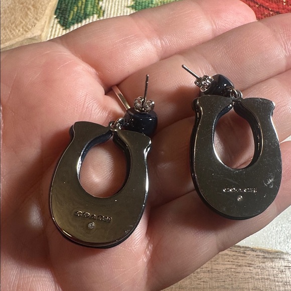 Coach Large Signature Enamel Earrings - Picture 6 of 9